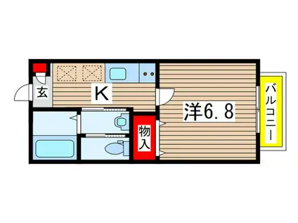 アクロス高品(1K/2階)の間取り写真