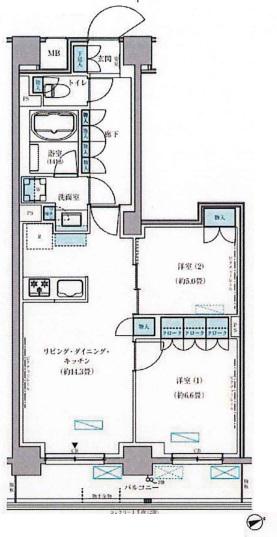 パークアクシス文京本郷(2LDK/2階)の間取り写真