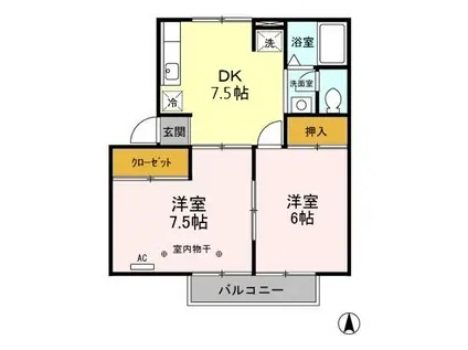 ジュネスなかじまA・B(2DK/2階)の間取り写真