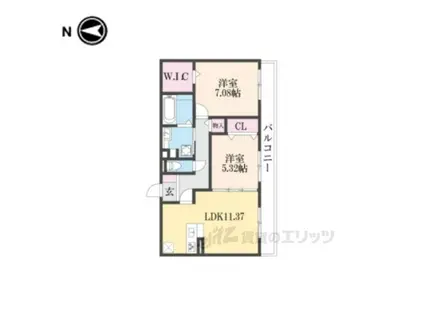 グラン レヴェリー(2LDK/3階)の間取り写真