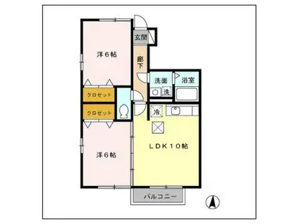 プレミール・カーサ A(2LDK/1階)の間取り写真