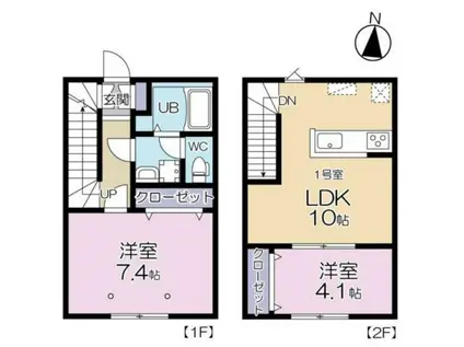 GRAND REVE B棟(2LDK/1階)の間取り写真