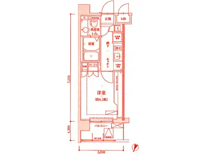 リヴシティ横濱弘明寺(1K/3階)の間取り写真