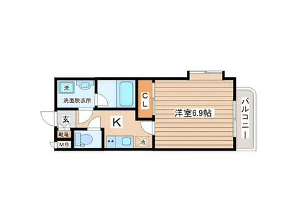 リュエル八幡(1K/2階)の間取り写真