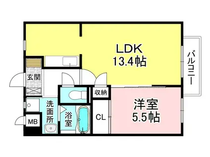 ステージ橘 B棟(1LDK/1階)の間取り写真