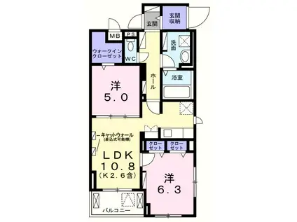 アンジュ(2LDK/3階)の間取り写真