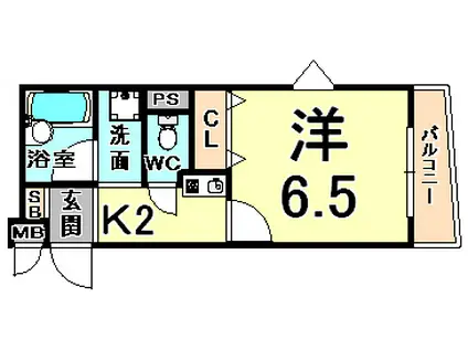 ハイツアルペンアイガー(1K/2階)の間取り写真