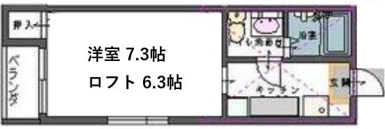 仙台市地下鉄南北線 河原町駅(宮城) 徒歩13分 2階建 築19年(1K/2階)の間取り写真