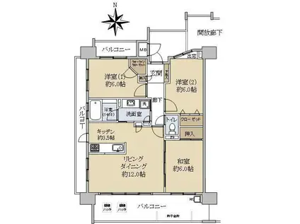 リーデンススクエア東本浦(3LDK/6階)の間取り写真