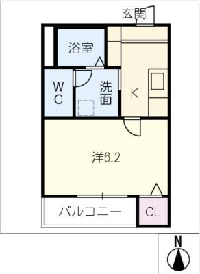 リブラス南荒子(1K/2階)の間取り写真