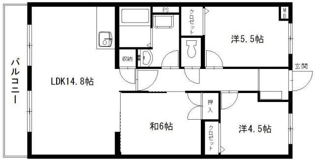 エスペランサAOI(3LDK/3階)の間取り写真