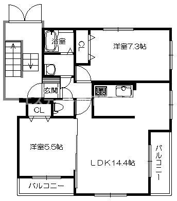 エスポワール松園B(2LDK/3階)の間取り写真