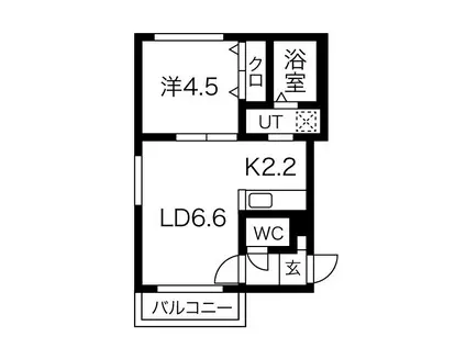 ル・ファール琴似(1LDK/2階)の間取り写真