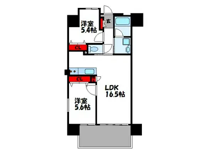 ニューガイア福岡東(2LDK/10階)の間取り写真
