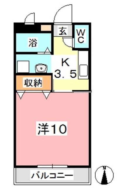 フジパレス(1K/4階)の間取り写真
