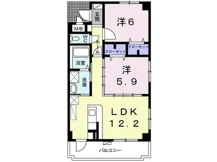 パークサイドレジデンスII(2LDK/2階)の間取り写真