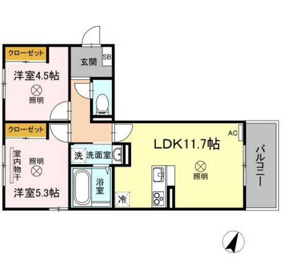 ラ フィオーレ(2LDK/3階)の間取り写真