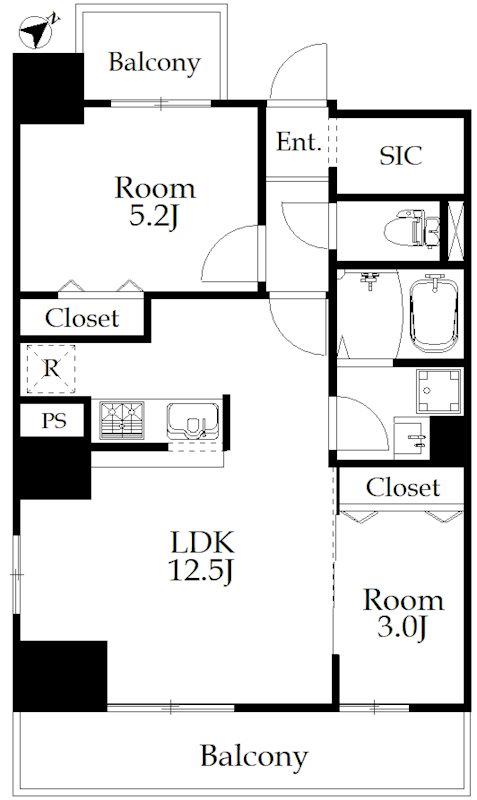 CASA MARIPOSA(2LDK/7階)の間取り写真
