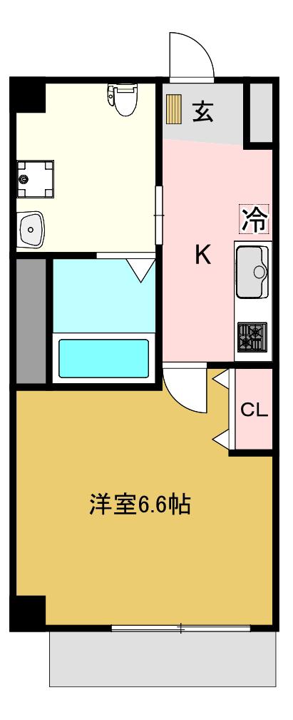 カナロア(1K/4階)の間取り写真