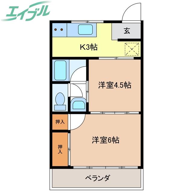 コーポITO(2K/3階)の間取り写真
