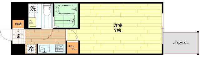 APRILE南森町(1K/14階)の間取り写真