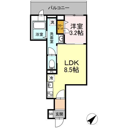 ベイサイドヒルズ関内(1LDK/7階)の間取り写真