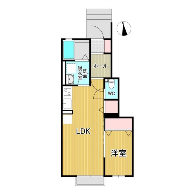 ディアコートA(1LDK/1階)の間取り写真
