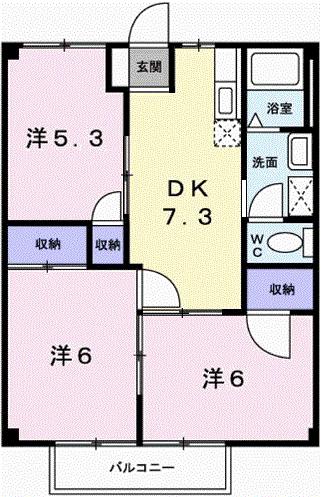ファミィール永和(3DK/2階)の間取り写真