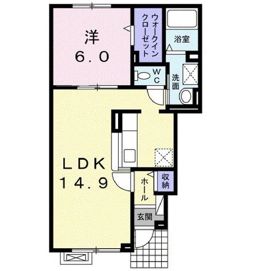 グラストレーズ深堀通(1LDK/1階)の間取り写真