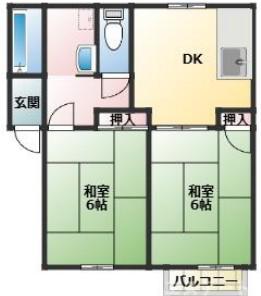 ハイツどりーむ(2DK/2階)の間取り写真