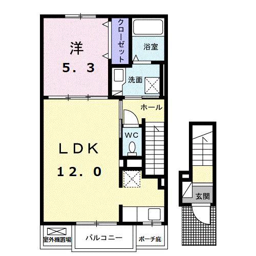 スール ソレイユ ココル I(1LDK/2階)の間取り写真