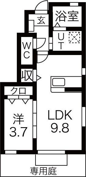BROOKLYN(1LDK/1階)の間取り写真