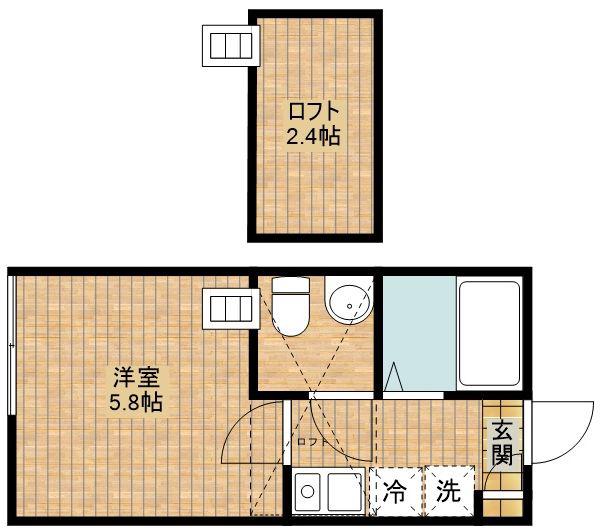 武蔵新城46AP(1K/2階)の間取り写真