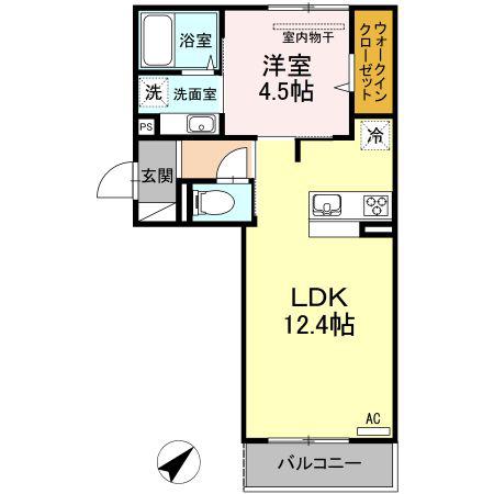 Kスタイル清水(1LDK/3階)の間取り写真