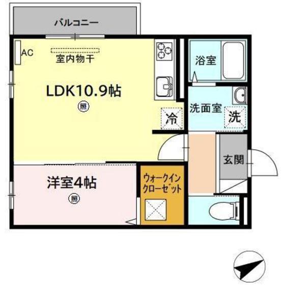 リヴェールC(1LDK/1階)の間取り写真