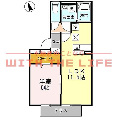 JR久大本線 久留米高校前駅 徒歩15分 3階建 築20年(1LDK/1階)の間取り写真