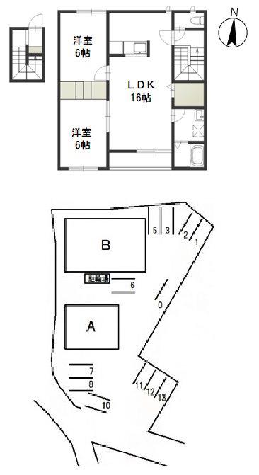 ハーヴェスト田井B(2LDK/2階)の間取り写真