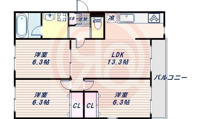 サンリットレジデンス(3LDK/3階)の間取り写真