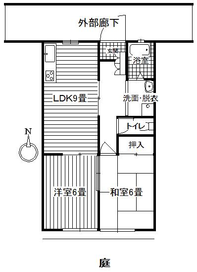 ネオハイムむさし野(2LDK/1階)の間取り写真
