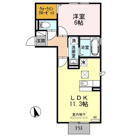 シャインクレールB(1LDK/1階)の間取り写真