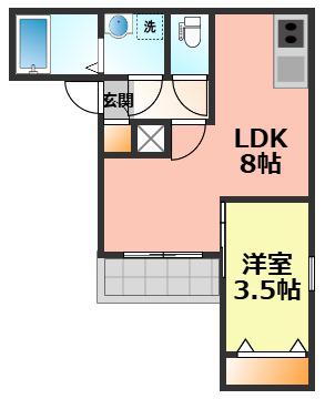 ジーメゾン名古屋楠(1LDK/3階)の間取り写真