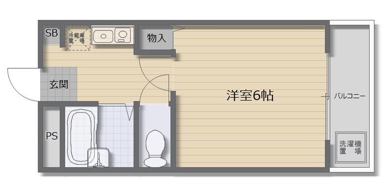 リバティ内代(1K/6階)の間取り写真