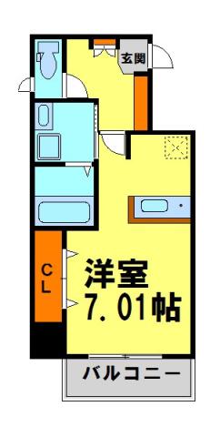 ラフォート・キセラI(1K/3階)の間取り写真