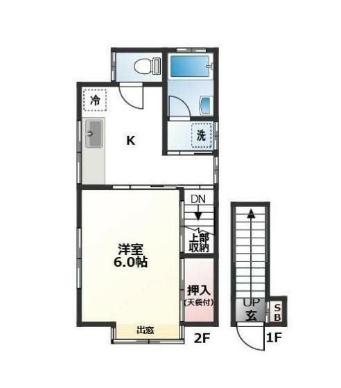 町屋3丁目戸建て(1K/2階)の間取り写真