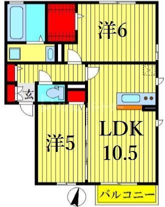 リバレインI・II(2LDK/1階)の間取り写真