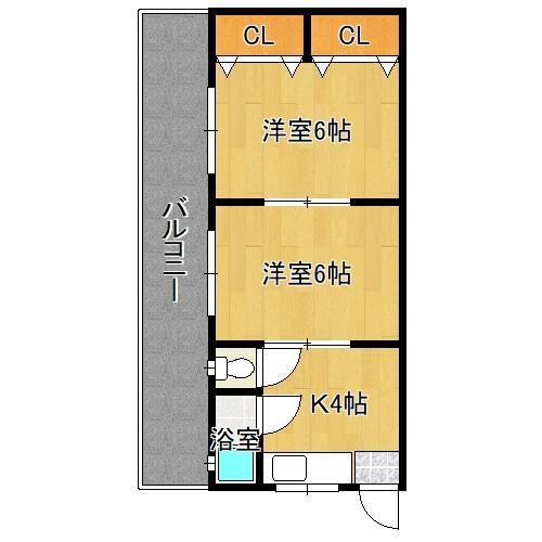 パークシティー東住吉(2DK/4階)の間取り写真