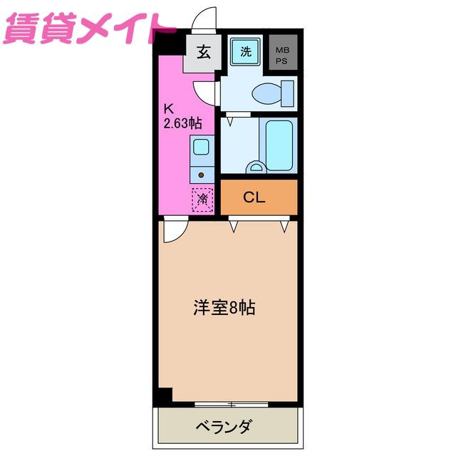 サニーヒルズあい(1K/4階)の間取り写真