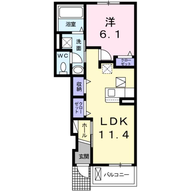 プランドール東佐野(1LDK/1階)の間取り写真