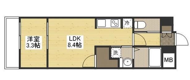 月光福山中央壱番館(1LDK/1階)の間取り写真