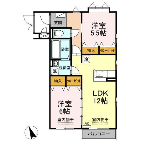 マンションリジエール(2LDK/2階)の間取り写真